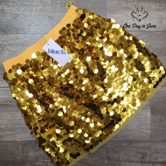 blue b. Pull On Sequin Mini Skirt Size L - Picture 1 of 5